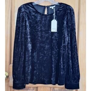NWT JODIFL Los Angeles Shirt Women Large Velvet Keyhole Balloon Sleeves Boutique